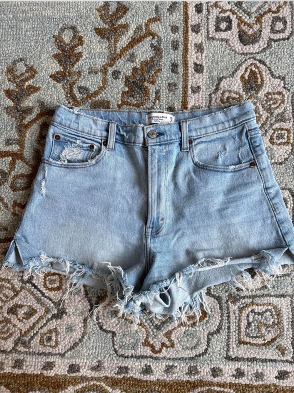 Abercrombie & Fitch Light Blue Distressed Denim Cutoff Shorts